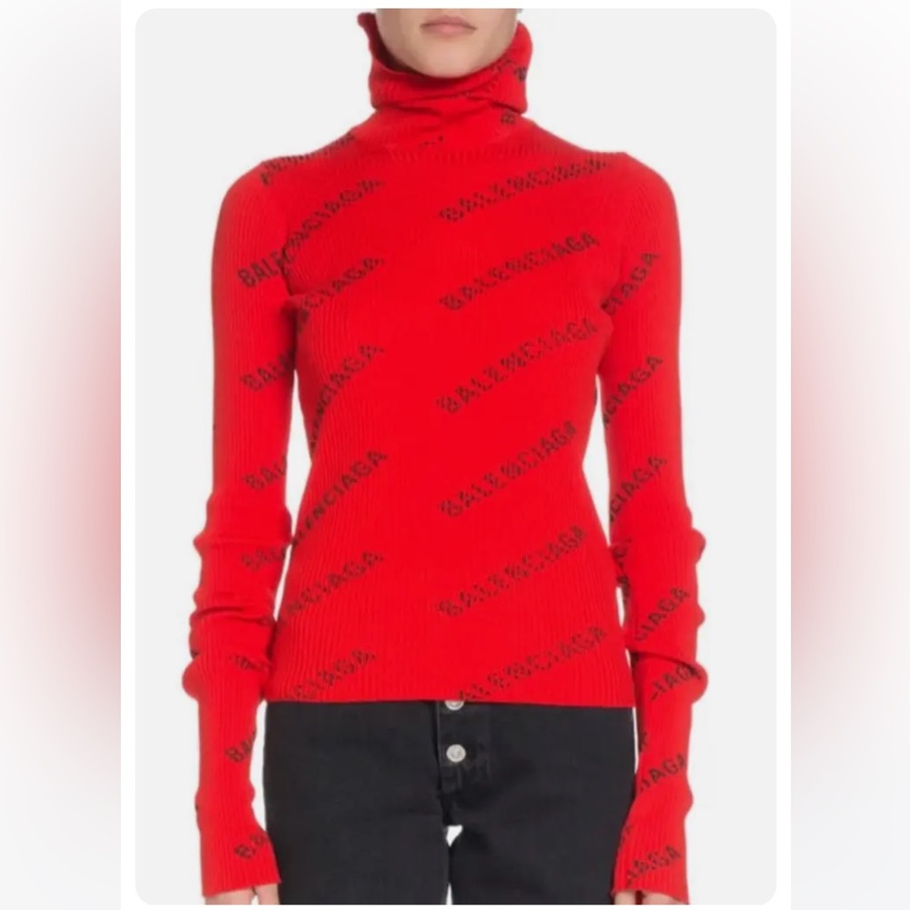 Balenciaga hooded turtleneck.